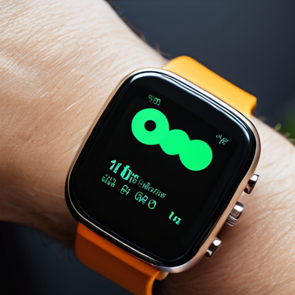 스마트워치 심박수 측정 정확도 - **Prompt:** "A detailed close-up shot of a modern, sleek smartwatch on a person's clean, healthy wri...