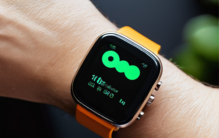스마트워치 심박수 측정 정확도 - **Prompt:** "A detailed close-up shot of a modern, sleek smartwatch on a person's clean, healthy wri...