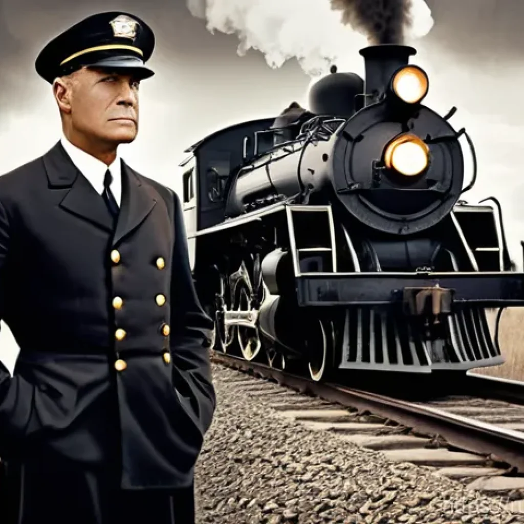 해밀턴 시계의 역사와 기술 - **Prompt:** A historical scene depicting an American railroad engineer from the early 20th century, ...