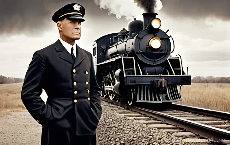 해밀턴 시계의 역사와 기술 - **Prompt:** A historical scene depicting an American railroad engineer from the early 20th century, ...