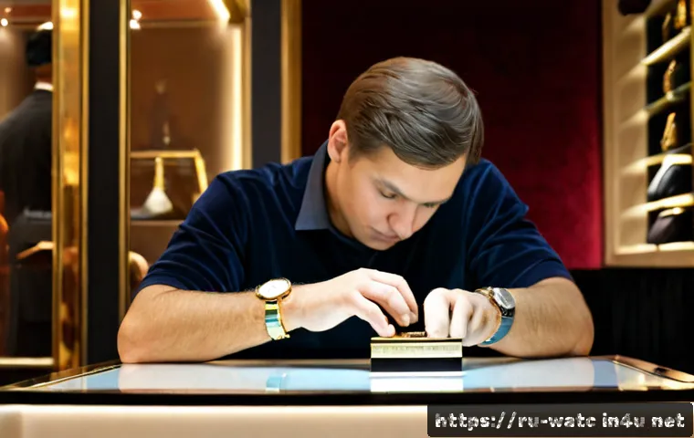 Home 17 럭셔리 시계 경매 참여 방법 - Photorealistic luxury watch auction preview in an elegant Moscow auction salon, well-dressed Russian...